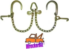 V CHAIN V BRIDLE 24" Legs, 8" J Hook, Mini J Grade 70 Tow Truck Wrecker Rollback