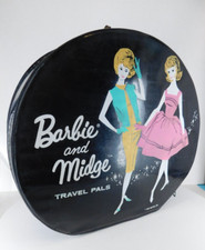 Vintage 1963 Barbie and Midge Doll Travel Pals Round Carrying Case w/ Handle