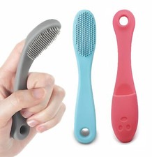 Paquete de 3 cepillos de dientes de silicona para perros y cachorros