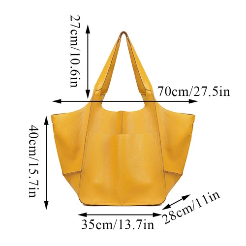 Women Large Capacity Soft Leather Casual Tote Shoulder Bag Retro Shopper Handbag - Picture 10 of 35