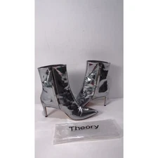 Theory City Patent Leather Heeled Pointed Ankle boots Sz 41 NWB 550 Metallic