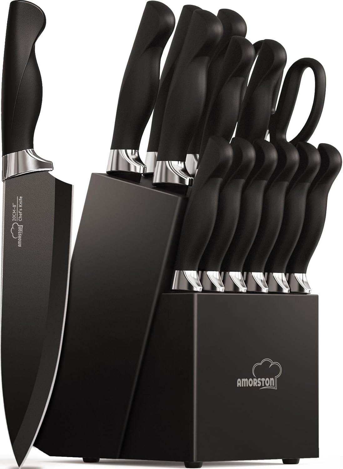 Knife Set, 21 Pcs Knife Sets for Kitchen with Block, Dishwasher Safe-image