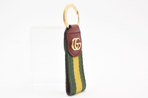 GUCCI Schlüsselanhänger Ophidia Marmont Grün Gelb Double G Rot Leder Taschena... - Bild 3 von 16