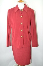 VTG Versailes NY Red Maroon Jacket Skirt Suit Outfit Womens 10 USA Made
