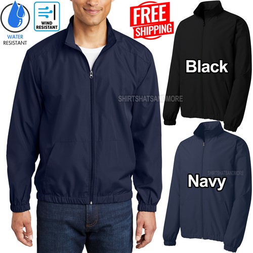 Mens lightweight full zip windbreaker jacket water wind resistant xs