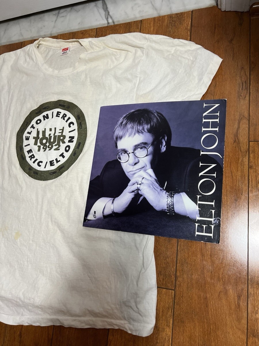 VTG 1992 Elton John Eric Clapton The Two Tour White T Shirt