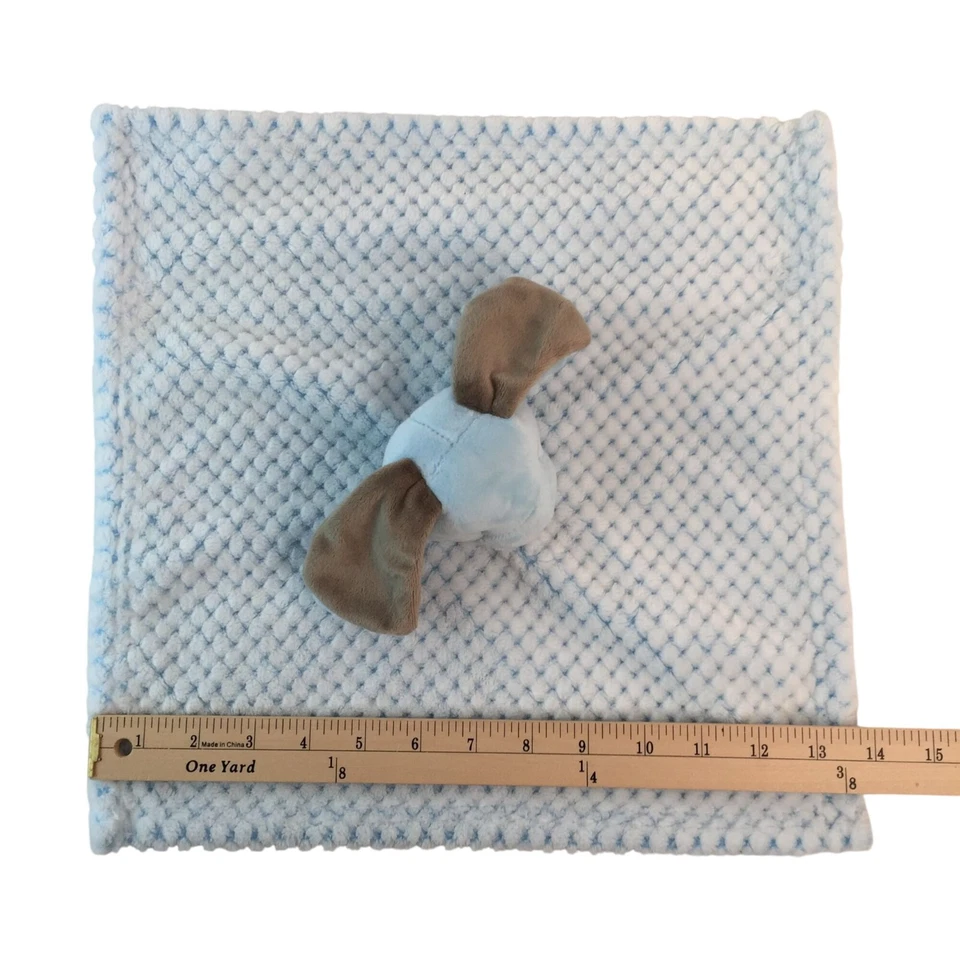 Okie Dokie Blue Puppy Dog Lovey 13" Minky Dots Baby Security Blanket - Image 4 of 4