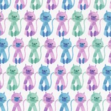 Feline Drive Fabric MUSINGS Cats Multi/White Robert Kaufman Sold by the Yard