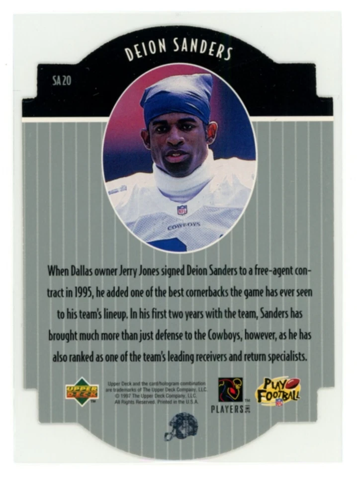 DEION SANDERS 1997 Upper Deck Star Attractions #SA20 - Image 2 of 2