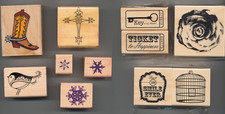 11 Rubber/Wooden Crafting Stamps Bundle - Inkadinkado, Michaels, Recollections