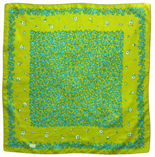 Vintage LIBERTY of LONDON Silk Scarf Floral Print Green Turquoise 23-Inch Square