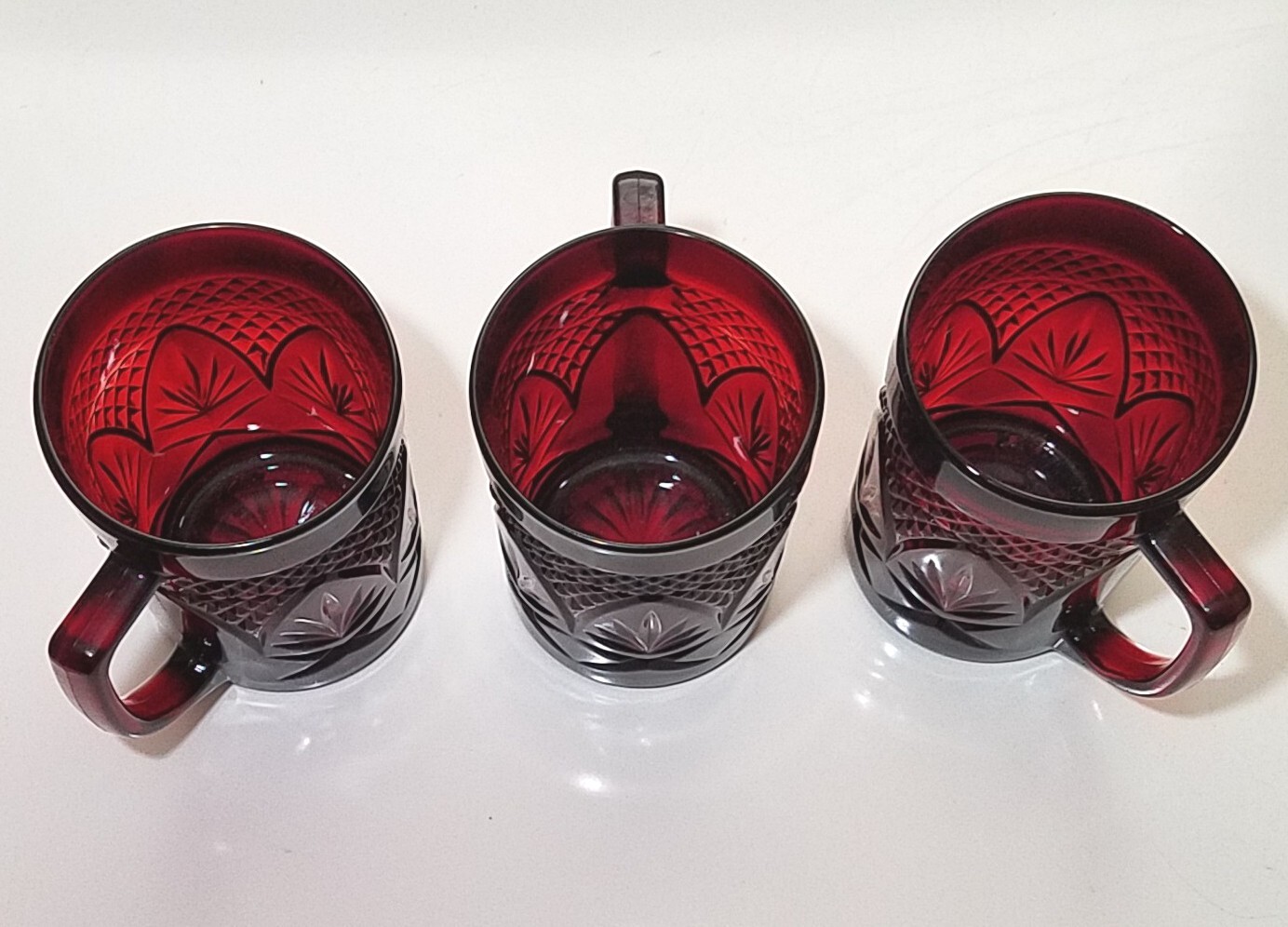 Vtg Ruby Red French Luminarc Arcoroc Glass Coffee Mugs Cristal d' Arques Lot (3) eBay