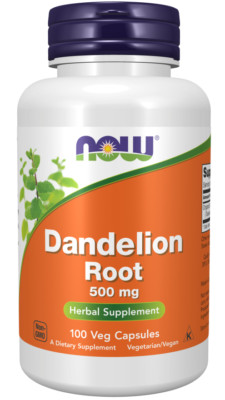 NOW Foods Dandelion Root 500 mg 100 Veg Caps inulin, sesquiterpenes, phenolic