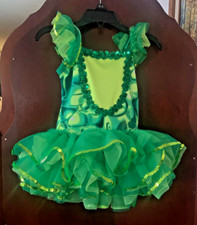 GIRLS - sz CHILD XS ALGY DANCE costume dress tutu ballet green yellow sequins