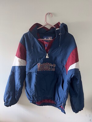 Vintage 90s Starter Denver Nuggets Pullover 1/4 Zip-Up Jacket NBA XL Retro