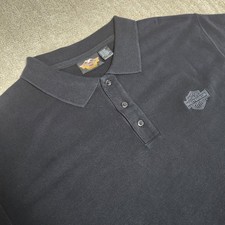 Vintage Harley Davidson Shirt Men Large Heavy Cotton Polo Logo Y2K Black Biker