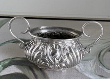antike Saliere England Silberauflage kleine Henkelschale Rocaille Rokoko vintage