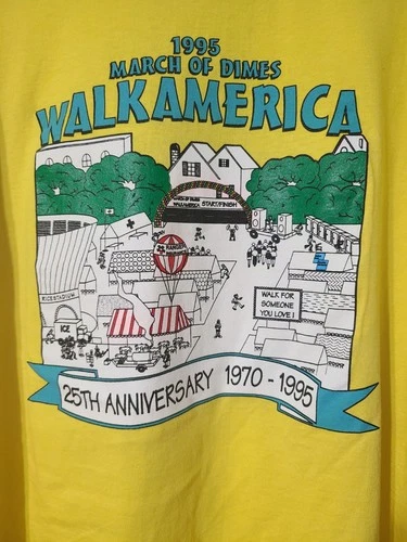 March of Dimes 25th Anniversary Pre-Owned Size XL Yellow T Shirt
