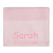 Personalised Embroidered Baby Blanket for Girls Pink