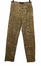 ROBERTO CAVALLI Gold Floral Pants Women's Small Stretch 2000s Y2K Vintage