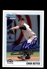 Signed Baseball Card Auto 2010 Bowman #BDPP24 Chad Bettis Rockies