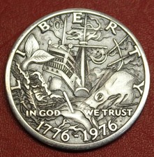 HOBO Nickel White Whale Made from a Real US 1976 half dollar 30.6mm