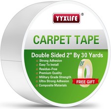 Rug Tape Double Sided Carpet Tape Heavy Duty, 2 Inch x 30 Yards, Carpet Adhes...