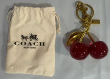 Red Cherry Apple Bag Charm Keychain Resin Met...