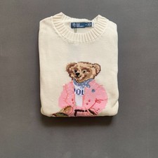 POLO RALPH LAUREN WOMENS POLO BEAR 100% COTTON KNIT SWEATER SIZE : L