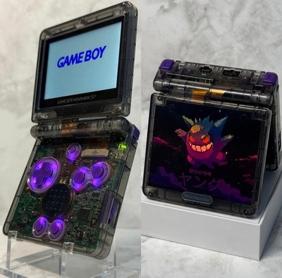 Gengar GameBoy Advance SP mit LED Kit, IPS V5 Bildschirm und Hochleistungsakku