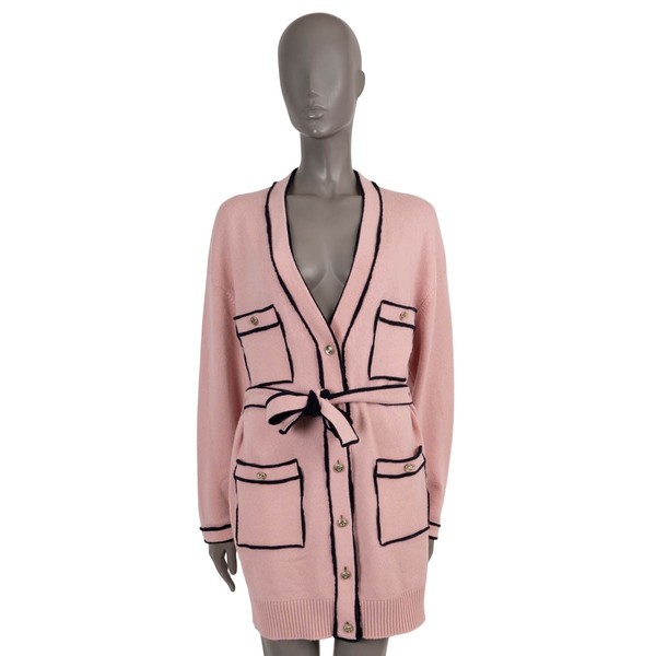 69700 authentisches CHANEL rosa Kaschmir 21S Strickkleid mit Gürtel 38 S