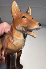 Vtg German Shepherd 5 1/2  Long Figurine Made In Germany Cobalt Crown Mark AA
