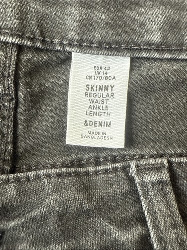 H&M Ladies Skinny Ankle Jeggings Jeans Zip Fly Black UK14 - Picture 4 of 12