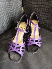 Purple women's ballroom or Latin dance shoe with a flared heel Size 5 wide.