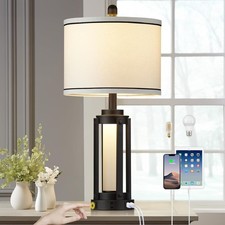 26" Modern Table Lamp with USB A C Charging Ports  AC Outlet