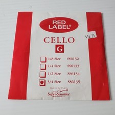 Red Label Cello G Single String 3/4 Super Sensitive Ss6135 New
