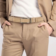 Automatic Buckle Belt Faux Leather Men Business Black Jeans Classic Waist Belts