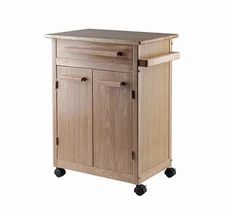 Winsome 82027 Beech Kitchen Cart One Drawer Cabinet for Storage with One Shelf