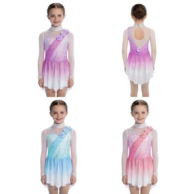 Girls Mädchen Dance Kürkleider Figure Skating Rock Farbverlauf Ballett Üben