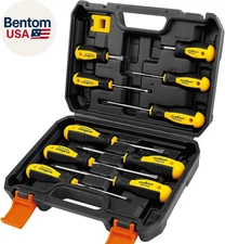 11-Piece Magnetic Screwdriver Set with Case, 5 Phillips & 5 Flat Head Tips with