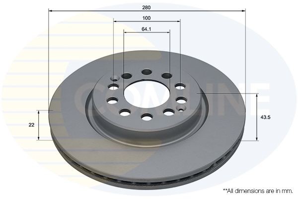 Brake Disc Front Internally Vented Coated Fits MG MG ZS COMLINE ADC5200V