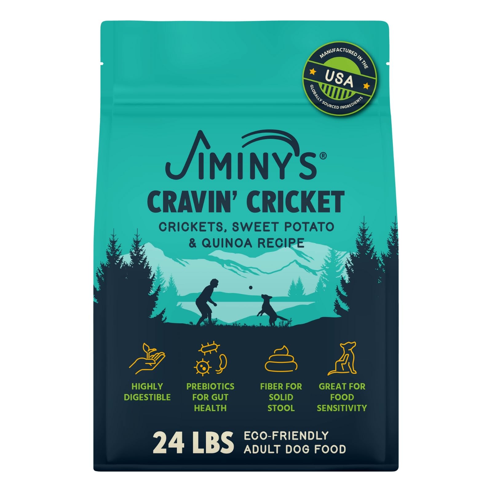 Jiminy's Cravin' Cricket Dry Dog Food, Sensitive 24 Pound (Pack of 1) 