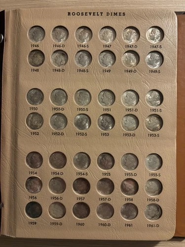 1946-1989 PDS Roosevelt Dime BU/Proof Partial Set, All 48 Silver.  115 Total.