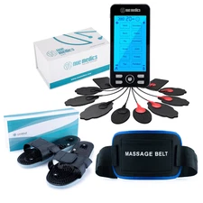 Rechargeable Tens 24 Muscle Stimulator Complete Set With Snap On Belt + Slippers