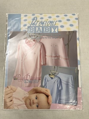 Precious Baby Gown & Blanket PATTERN Peggy D Design Serger Tab Front 3 Sizes NIP