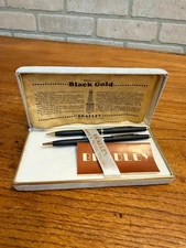 Vintage Mercury Marine Outboards Pen & Pencil Set --Bradley Black Gold - w/ Box