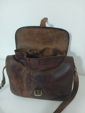Borsa Tolfa Vintage in Vera Pelle Marrone Tracolla Cuoio Artigianale anni '70