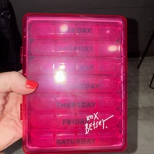 Betsey Johnson Pink Weekly Pill Box Organizer