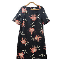 Target Dress Womens Shift Size 12 Black Apricot Floral Short Sleeve Knee Length