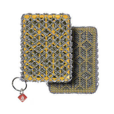 Knapp Made Combo Chainmail Cast Iron Scrubber with Silicone Core - Heavy Duty...